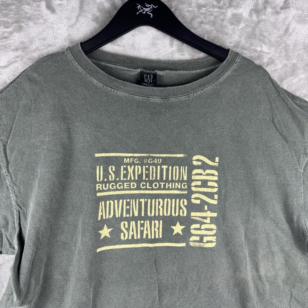 Vintage GAP US Expedition MFG Safari Graphic Mens XL USA 90s Single Stitch